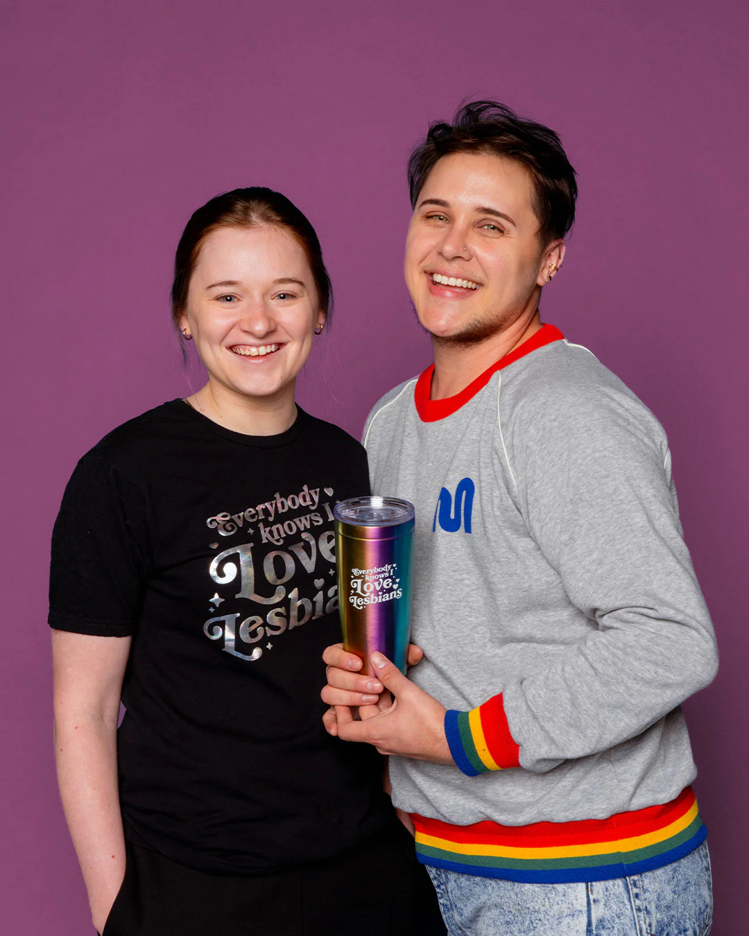 Everybody Knows I Love Lesbians Iridescent Tumbler - Image 2